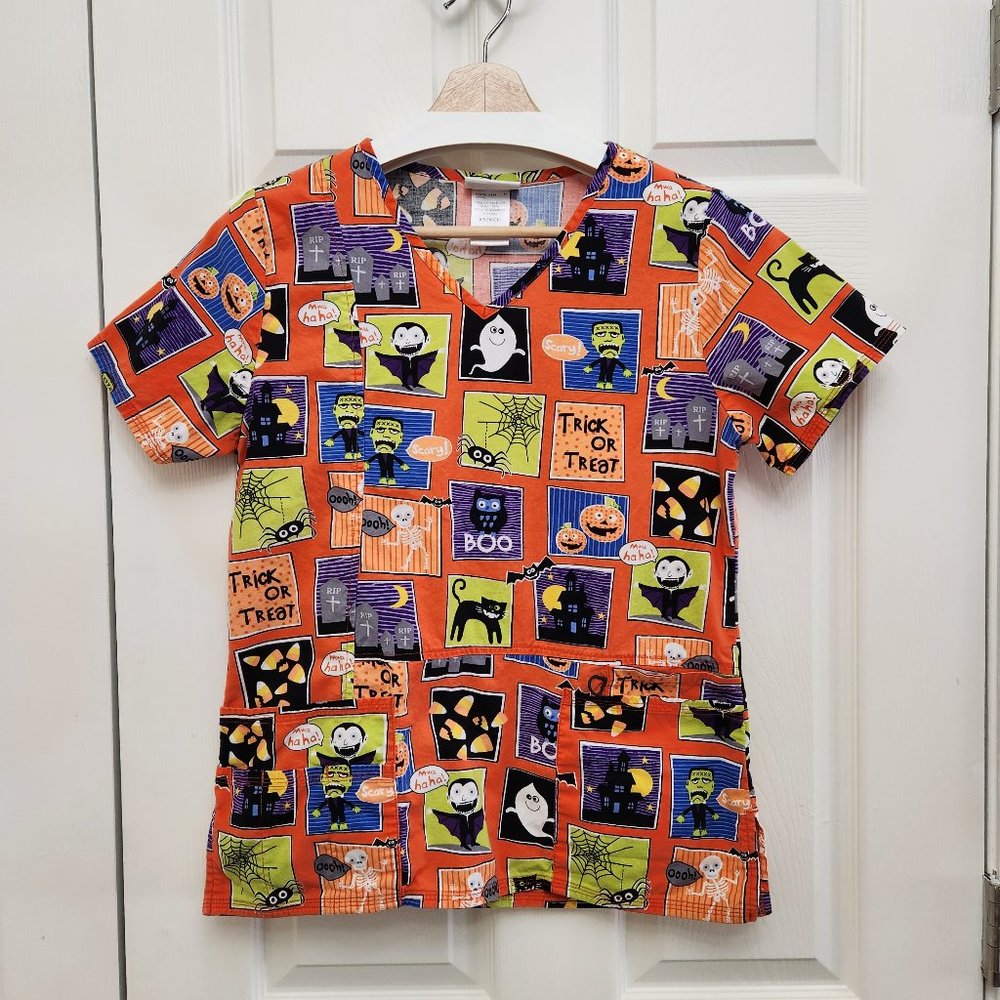 Scrubstar Halloween Print Scrub Top